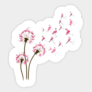 Flamingo Dandelion Flower Sticker
